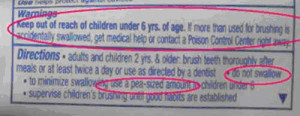 Toothpaste warning label